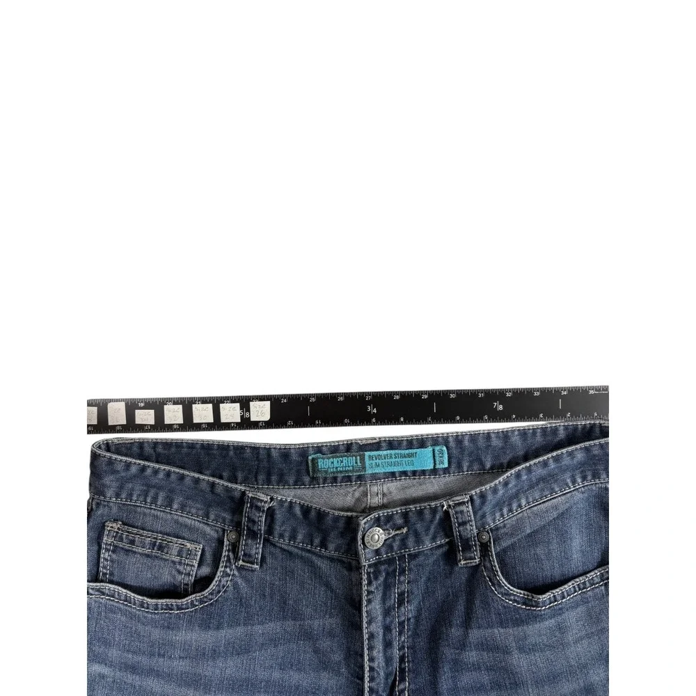 Rock & Roll Revolver Slim Straight Leg Jeans Mens 36x30 Blue Denim Cotton Casual